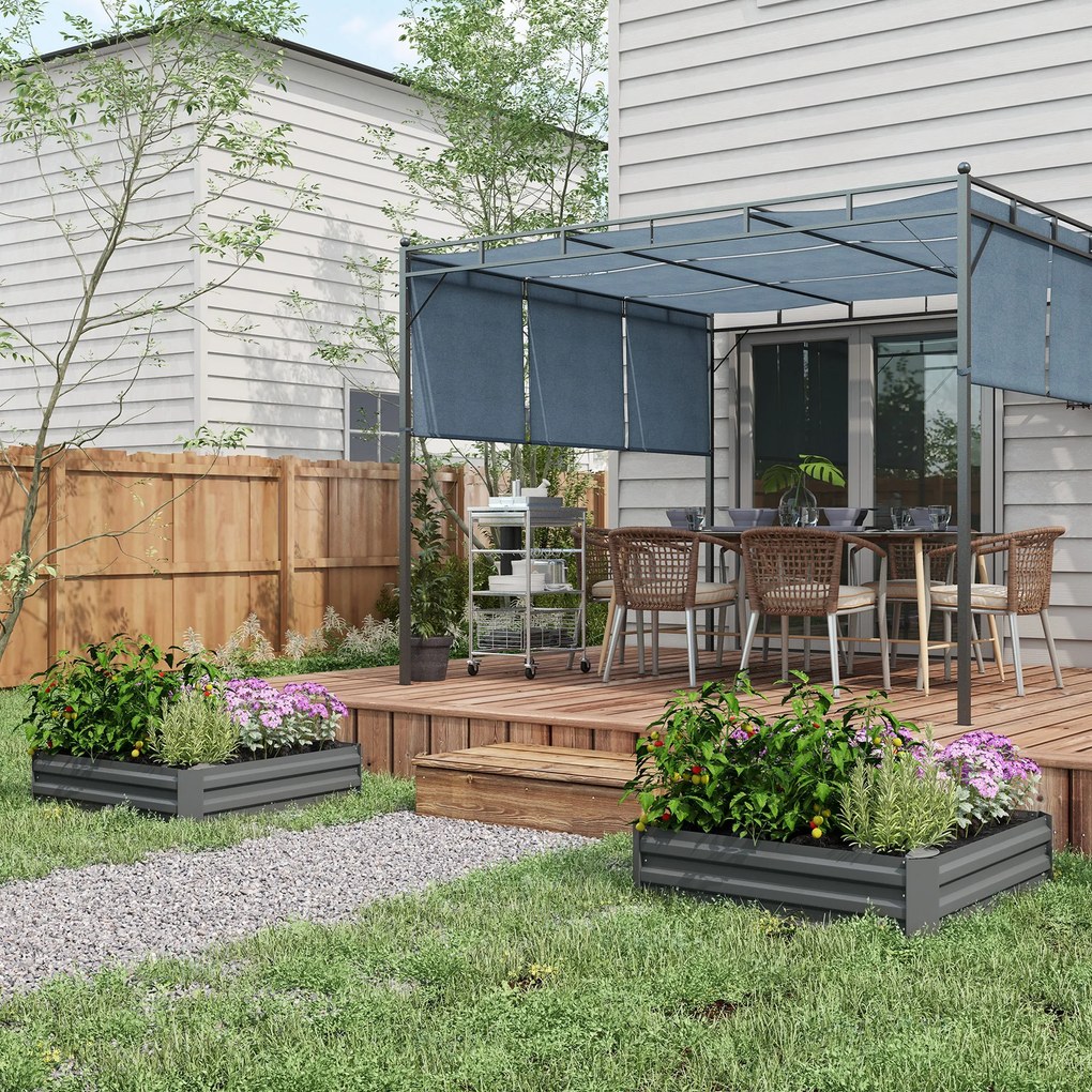 Outsunny Lot de 2 grădini pătrate de grădină dimensiune 100L x 100l x 30H cm oțel ondulat verde | Aosom Romania