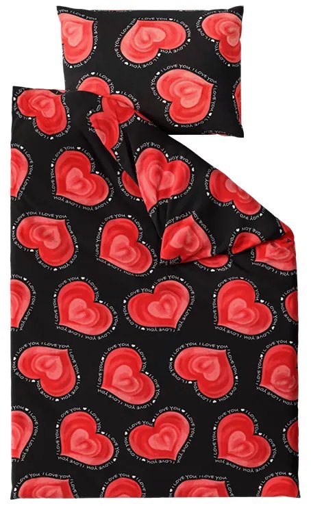 Lenjerie de pat din polibumbac pentru 2 paturi VALENTINE, negru Dimensiune lenjerie de pat: 2 buc 70 x 90 cm | 2 buc 140 x 200 cm
