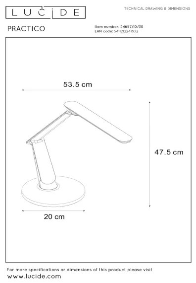 Lampă LED tactilă dimabilă de masă Lucide 24657/10/30 PRACTICO LED/11W/230V