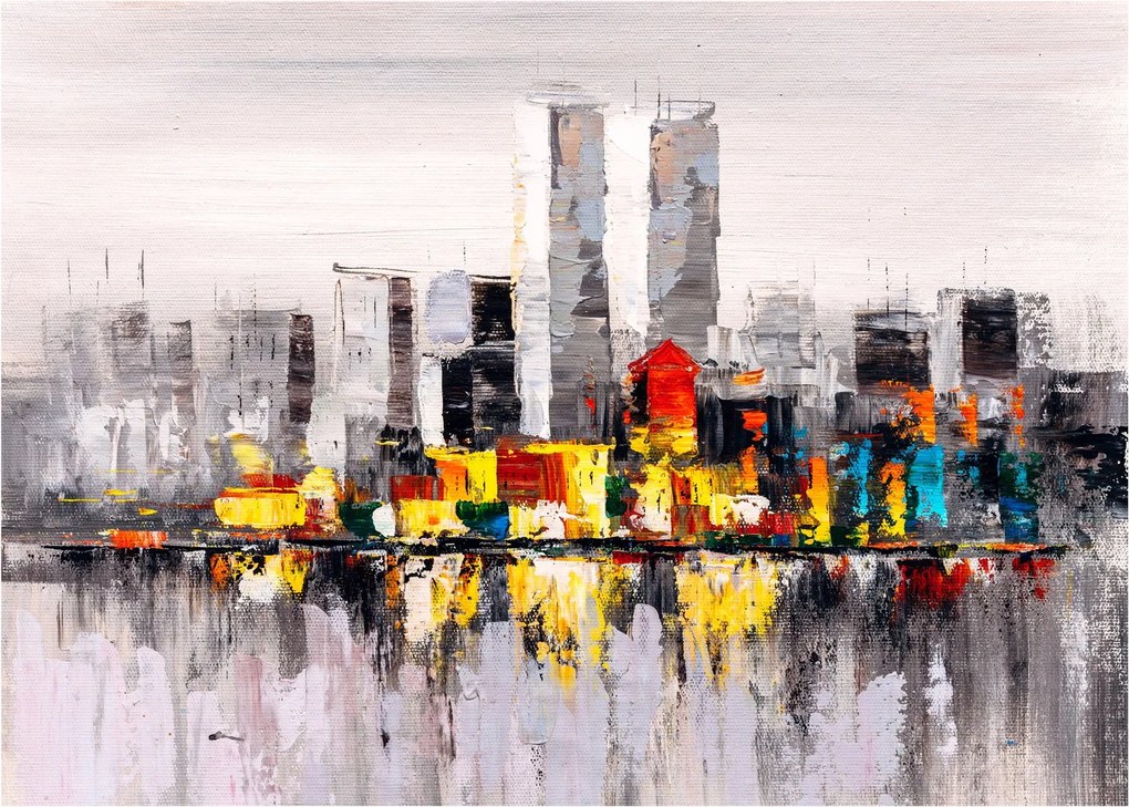 Tablou pe sticlă - Pictura orașului (70x50 cm)