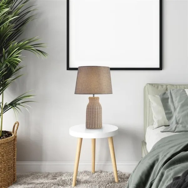 Lampă de masă Searchlight EU60090WH LIDO 1xE14/7W/230V ratan/gri