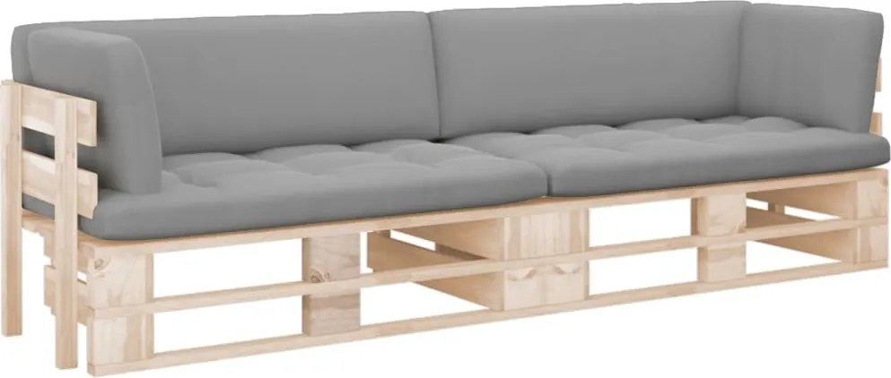 vidaXL Canapea din paleți cu 2 locuri, cu perne, lemn pin tratat