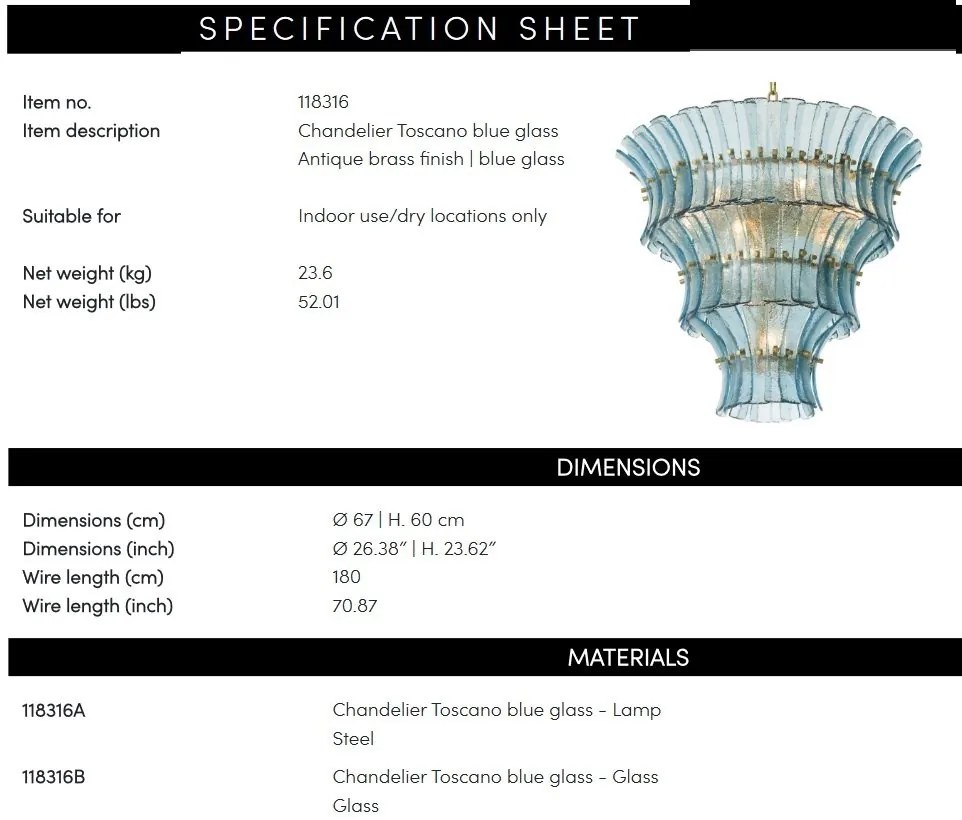 Candelabru LUX design deosebit Toscano albastru