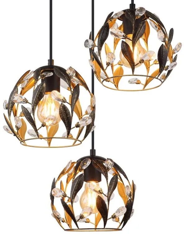 Lustra neagra din metal cu 3 pendule MIKA