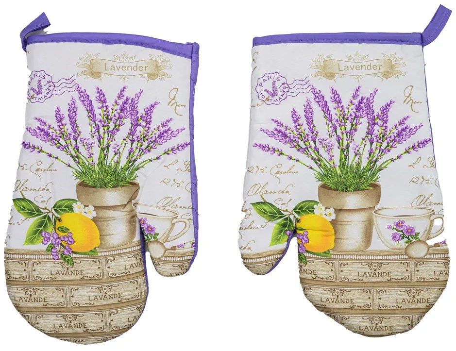 Set 2 manusi alb-violet cu magnet LAVEN CARE