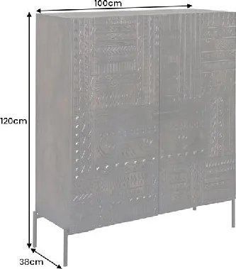 Comoda lemn de mango relief 3D TRIBAL 120cm