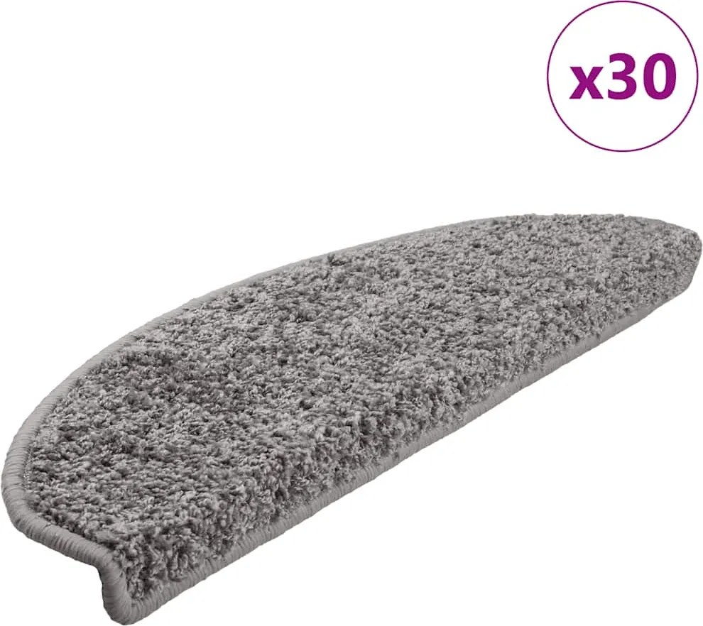 vidaXL Covorașe pentru scări, 30 buc., 65x21x4 cm, gri, semirotunde, mari
