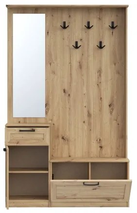 Set pentru hol KAVI cu oglindă, stejar artisan