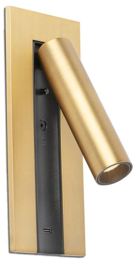 Aplica cu reader LED directionabil stil minimalist GABO USB C bronz