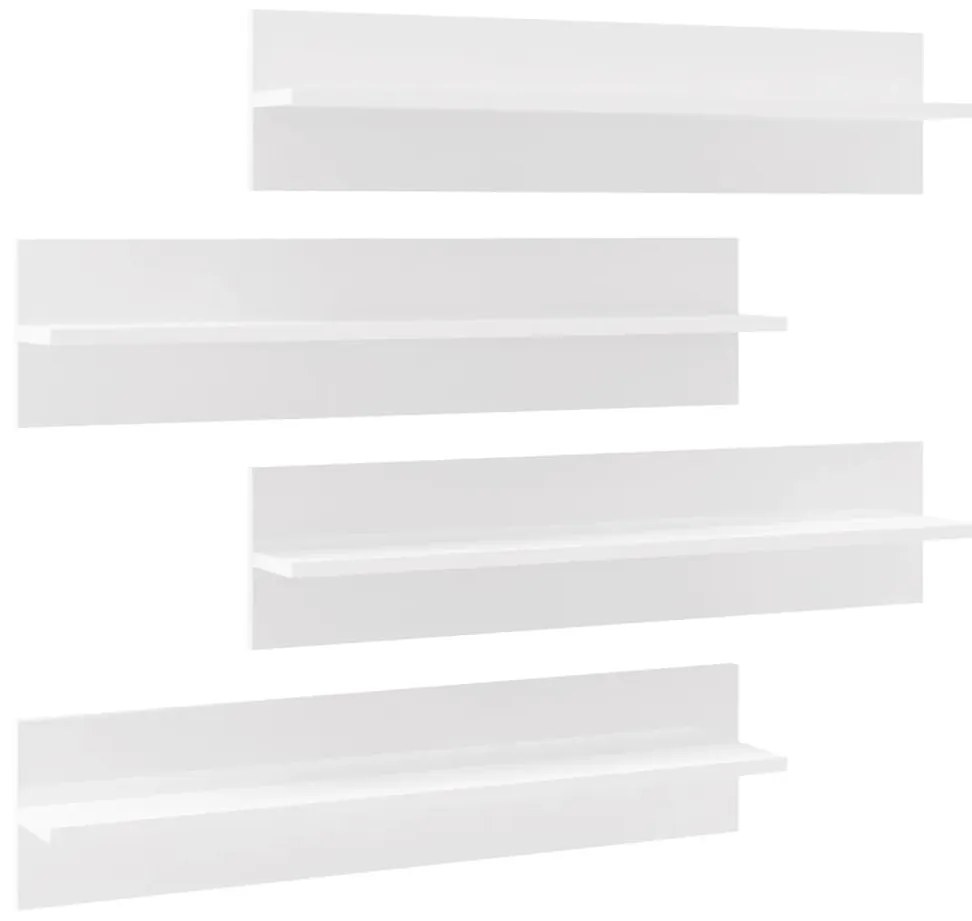 807346 vidaXL Rafturi de perete, 4 buc., alb extralucios, 80x11,5x18 cm, PAL