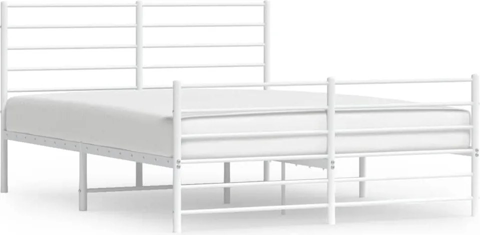 vidaXL Cadru de pat metalic cu tăblie, alb, 140x200 cm