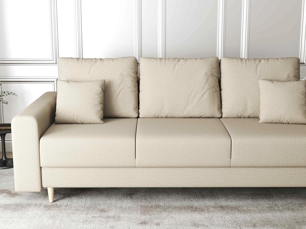 Canapea extensibilă dumonde cu ladă de depozitare si sezut confortabil din spuma high-density, Kronos Enjoy Camel 210x100 cm