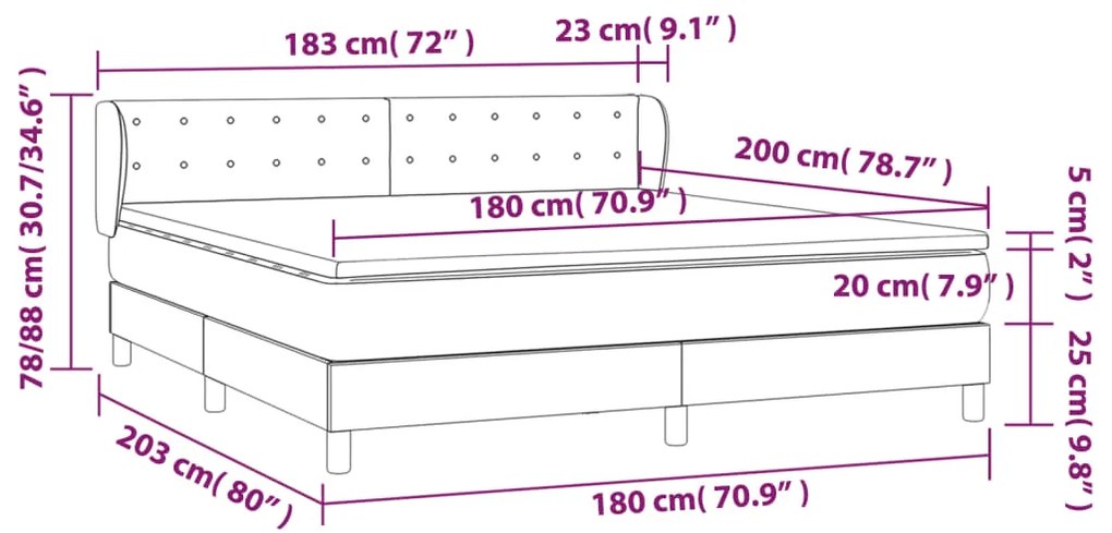 Pat cu arcuri, cu saltea, alb, 180x200 cm, piele ecologica Alb, 180 x 200 cm, Nasturi de tapiterie