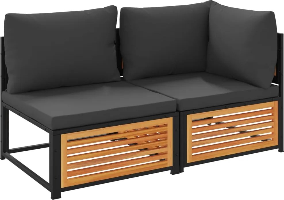 vidaXL Canapea de grădină cu perne, 2 locuri, lemn masiv de acacia