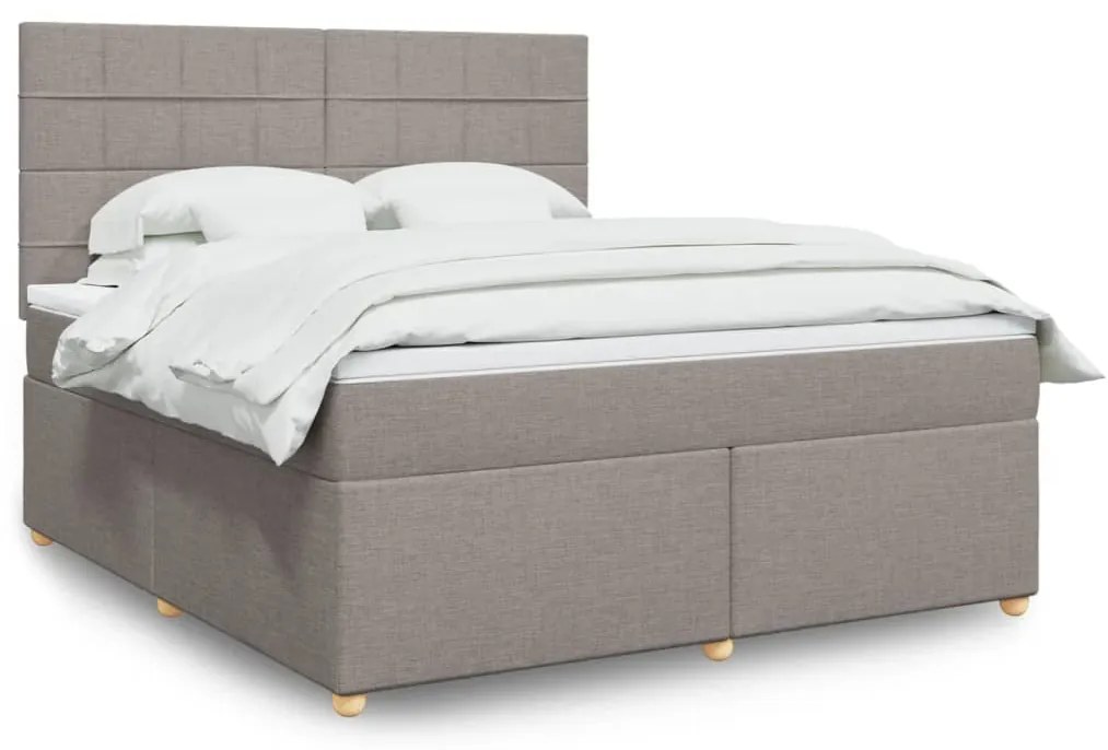 vidaXL Pat continental cu saltea, gri taupe, 180x200 cm, textil