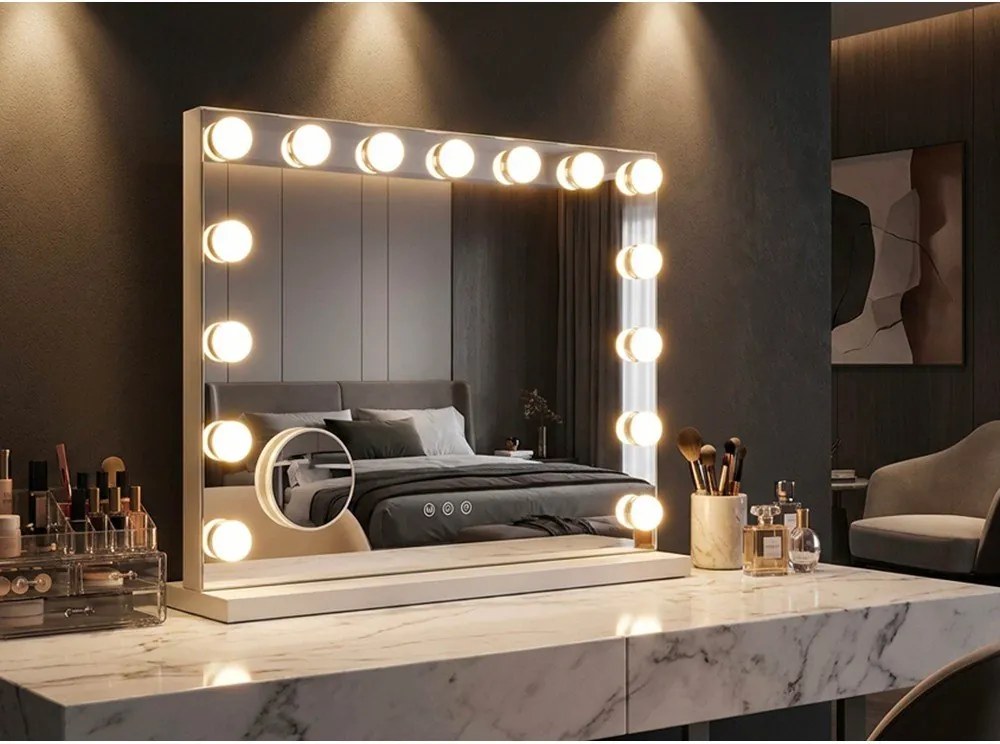 Oglindă de perete cu led/cu raft 55x43 cm Hollywood – Mauro Ferretti