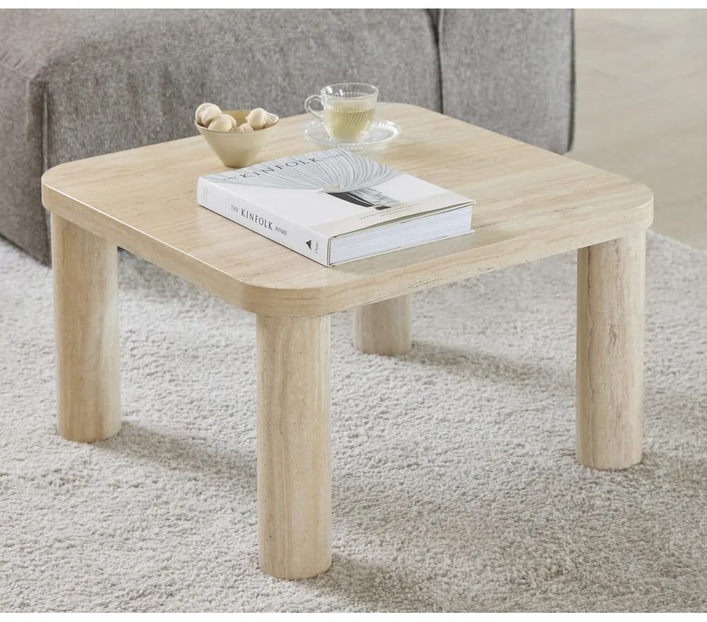 Măsuță de cafea bej cu aspect de marmură 60x60 cm Solano – Actona