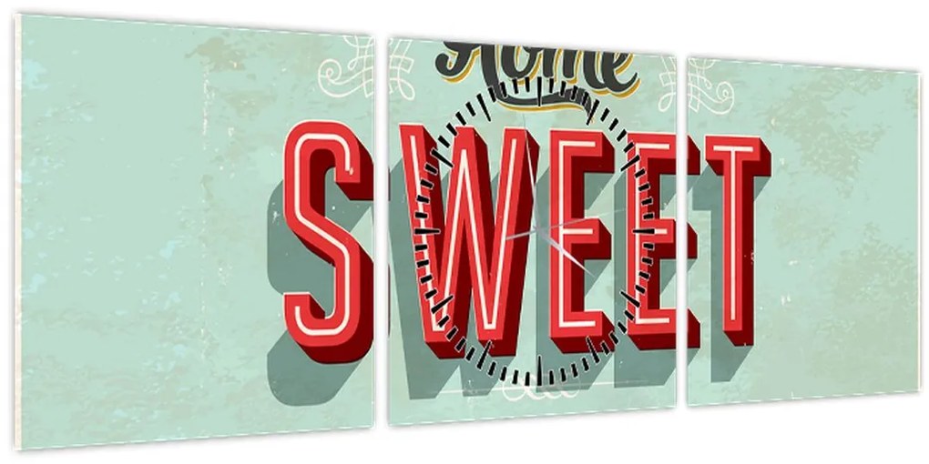 Tablou - Home sweet home (cu ceas) (90x30 cm)