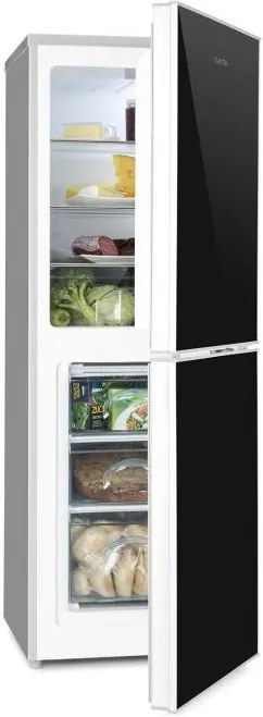 Klarstein KLARSTEIN Luminance FROST, frigider combinat cu congelator, 98 / 52L, A +++, fața din sticlă, culoare neagră