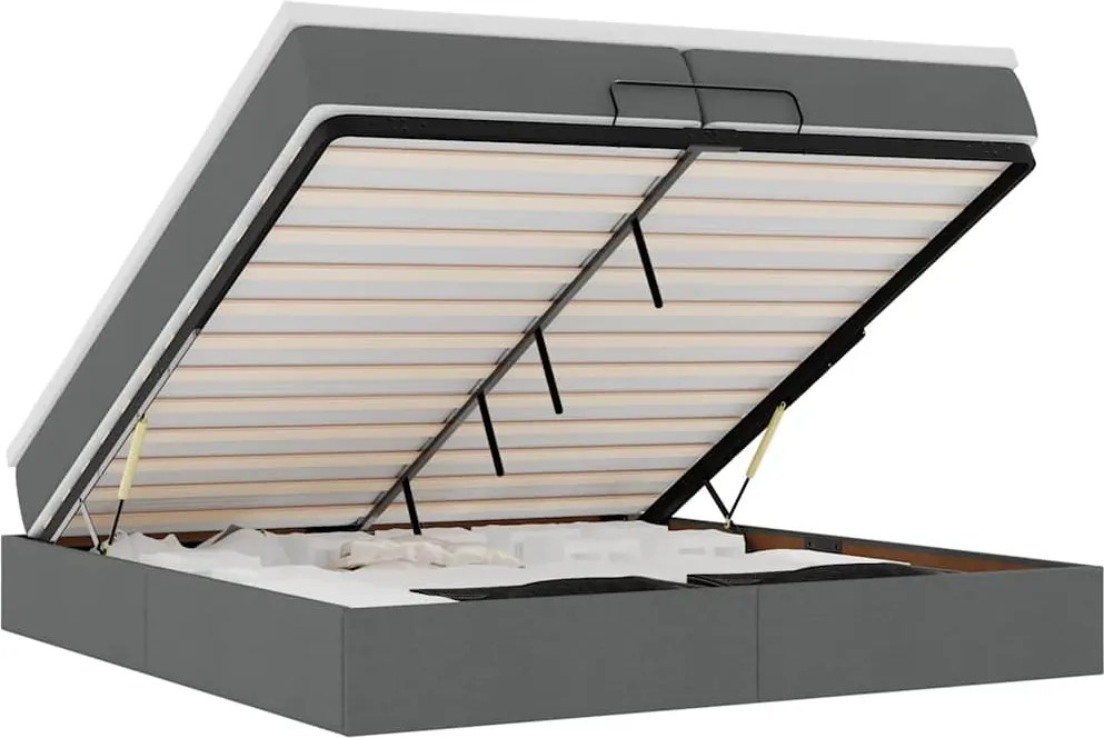vidaXL Cadru de pat otoman cu saltele țesătură gri închis 200x200cm