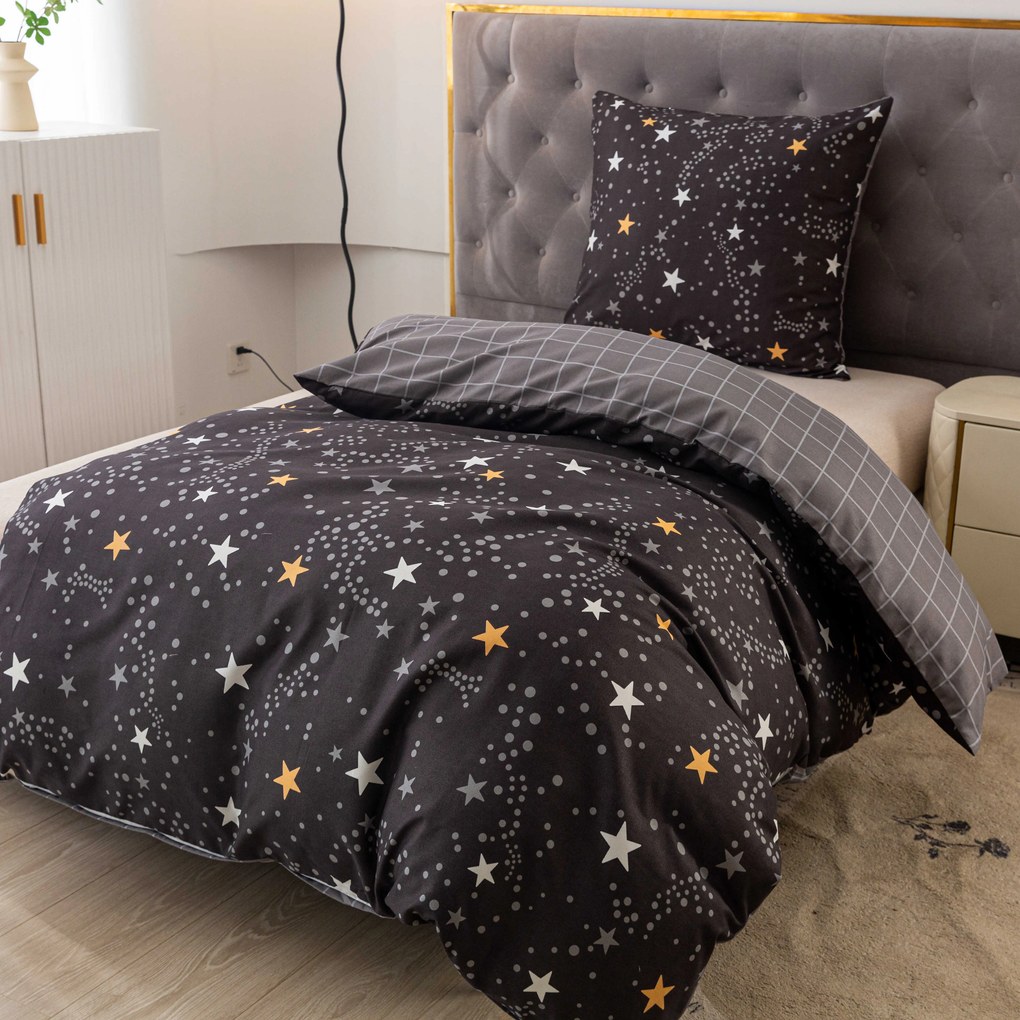 Lenjerie de pat din microfibra flanel STELLAR gri inchis Dimensiune lenjerie de pat: 2 buc 70 x 90 cm | 200 x 220 cm