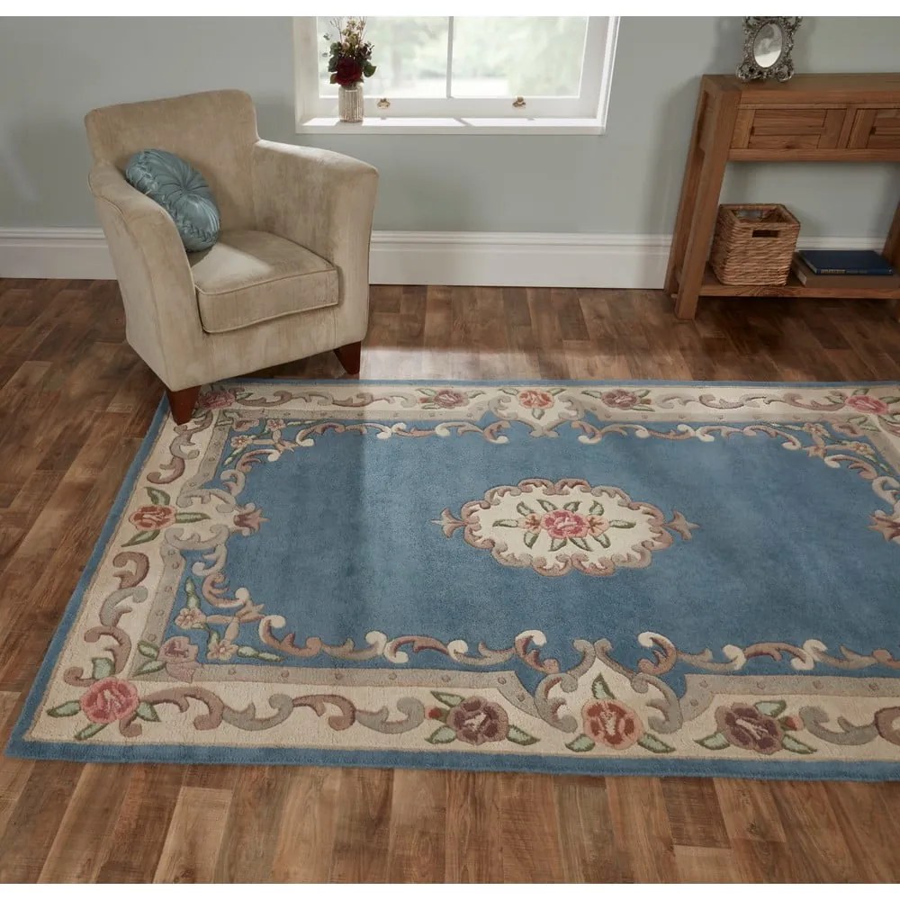 Covor din lână Flair Rugs Aubusson Blue, 75 x 150 cm