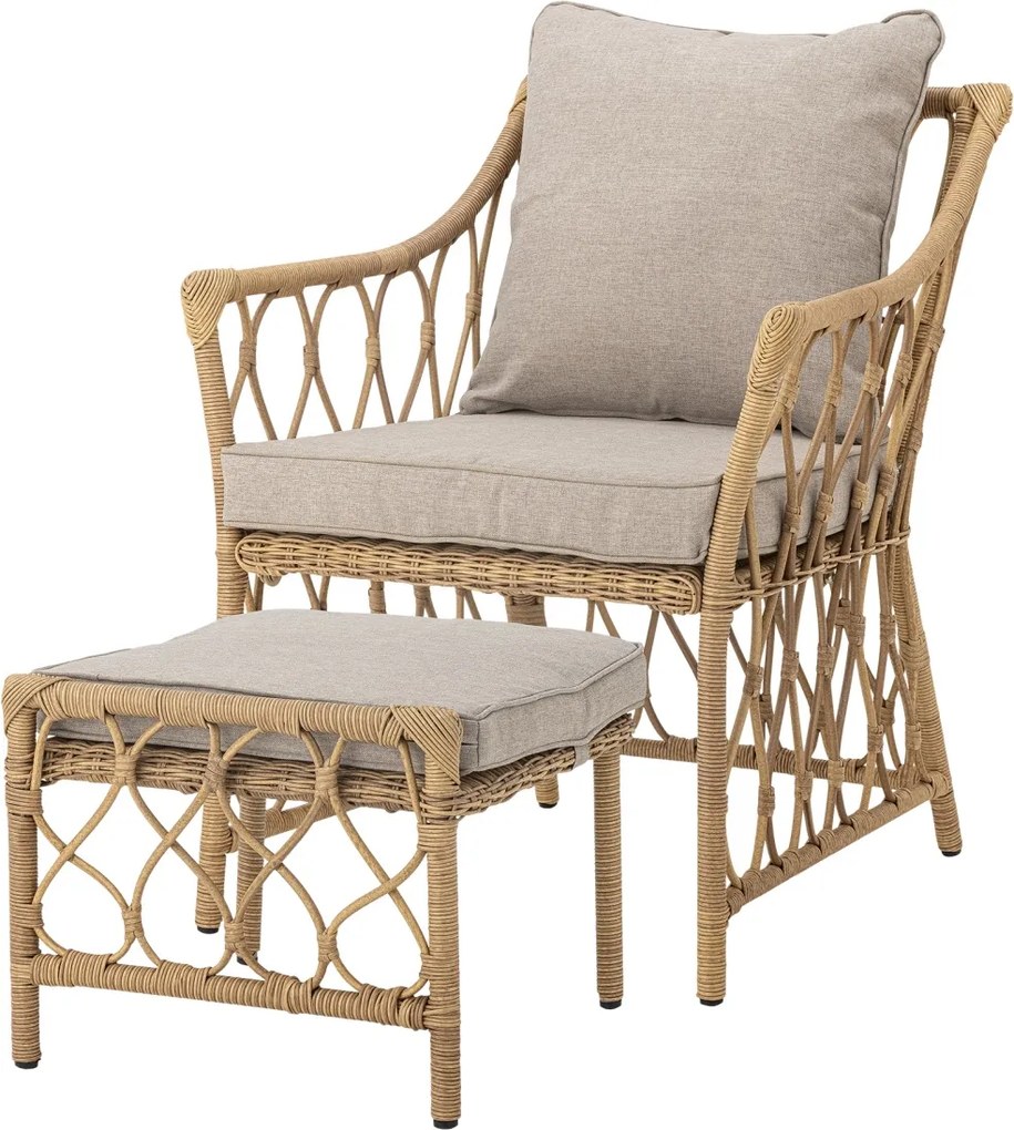 Set fotoliu și taburet din polirattan, L66×H82×W72 cm, „Belluce"