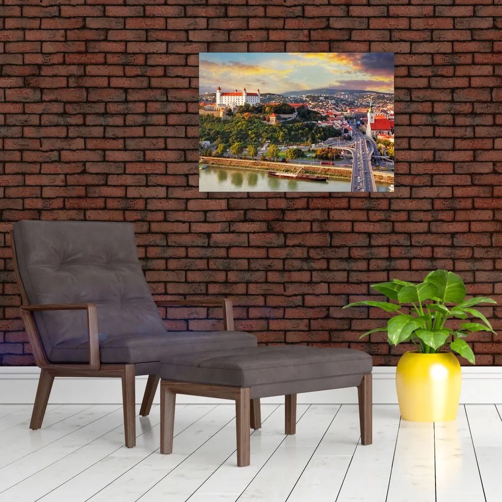 Tablou pe sticlă - Panorama bratislavei, Slovacia (70x50 cm)