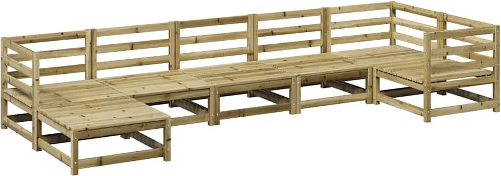 vidaXL Set canapea de grădină, 7 piese, lemn de pin tratat