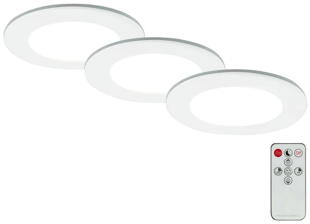 SET 3x corp de iluminat LED încastrat pentru baie LED/4,8W/230V IP44 Briloner + telecomandă