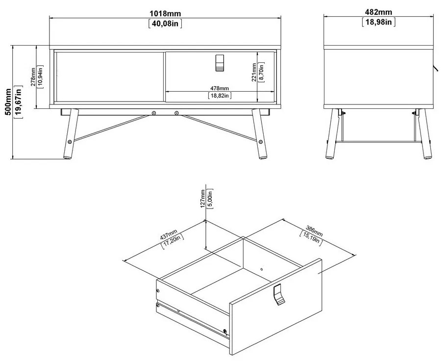 Măsuță de cafea în culoare naturală 48x102 cm Ry – Tvilum