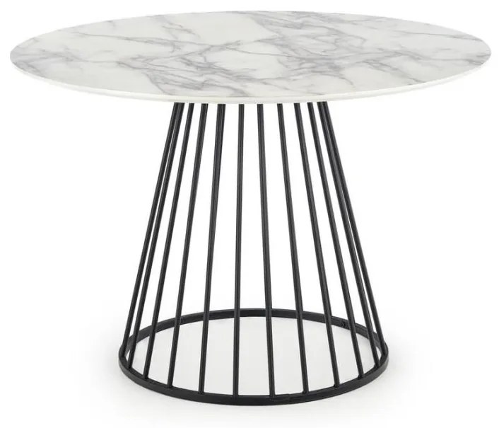 Masă de dining SEREIN, decor marmură albă/negru