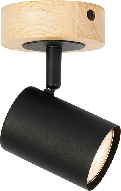 Spotlight modern negru cu lemn inclinabil - Jeana