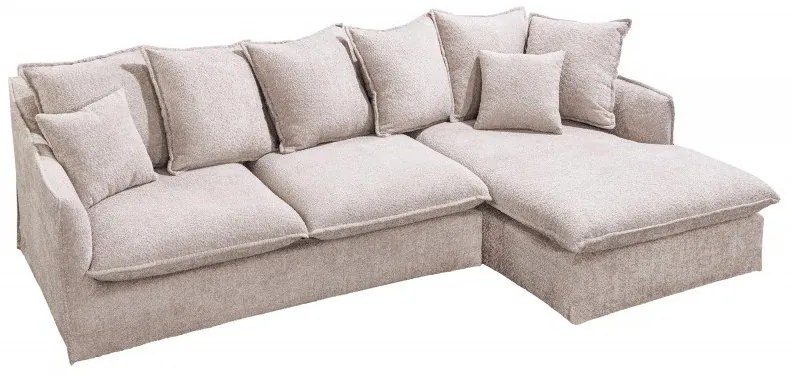 Canapea confortabila cu sezlong dreapta Heaven 255cm, boucle sampanie bej