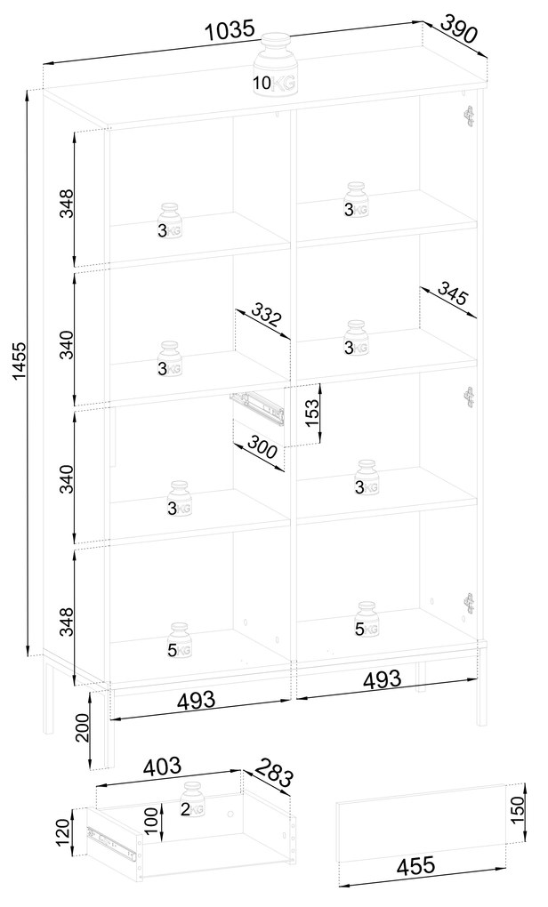 Vitrină Silvano WTSZ104 (Negru + Stejar wotan) (cu iluminat LED). 1062589
