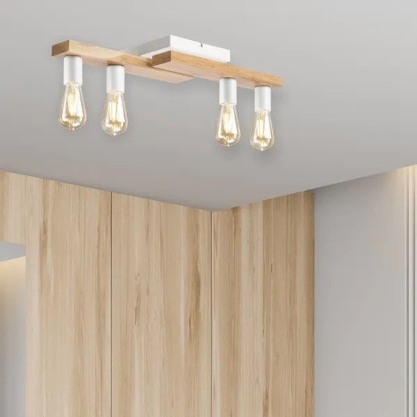 Lustră aplicată MATTE 4xE27/15W/230V alb/stejar