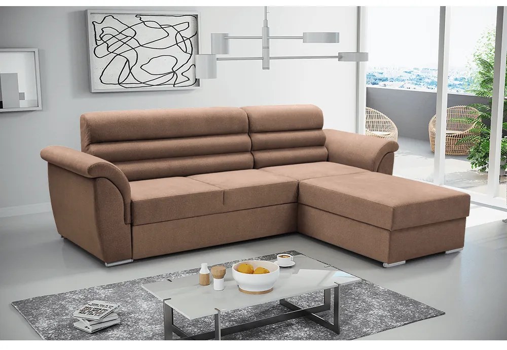 Set de canapea, ţesătură Queens maro, dreapta, FABO