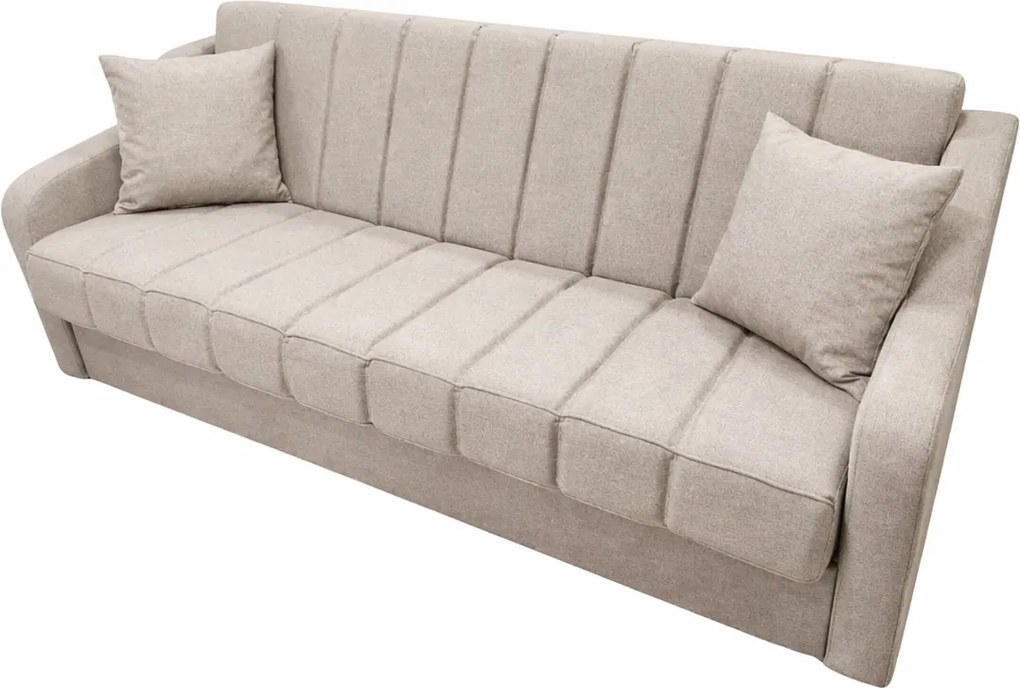 Canapea ALEX extensibila, 3 locuri, cu lada de depozitare, stofa bej, 220x90x90 Bej