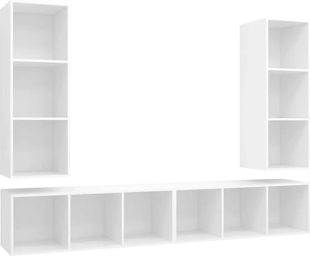 vidaXL Dulapuri TV suspendate, 4 buc. alb, lemn prelucrat