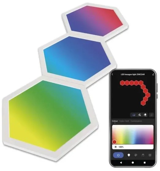 Set de extensie 3x panou RGBIC dimabil LED/1,8W/230V Wi-Fi Tuya