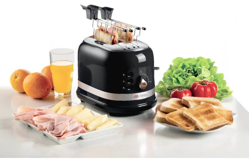 Prajitor de paine Ariete MODERNA 0149/02, 815W, 2 felii, 3 functii, 6 trepte, Tava firimituri detasabila, Negru