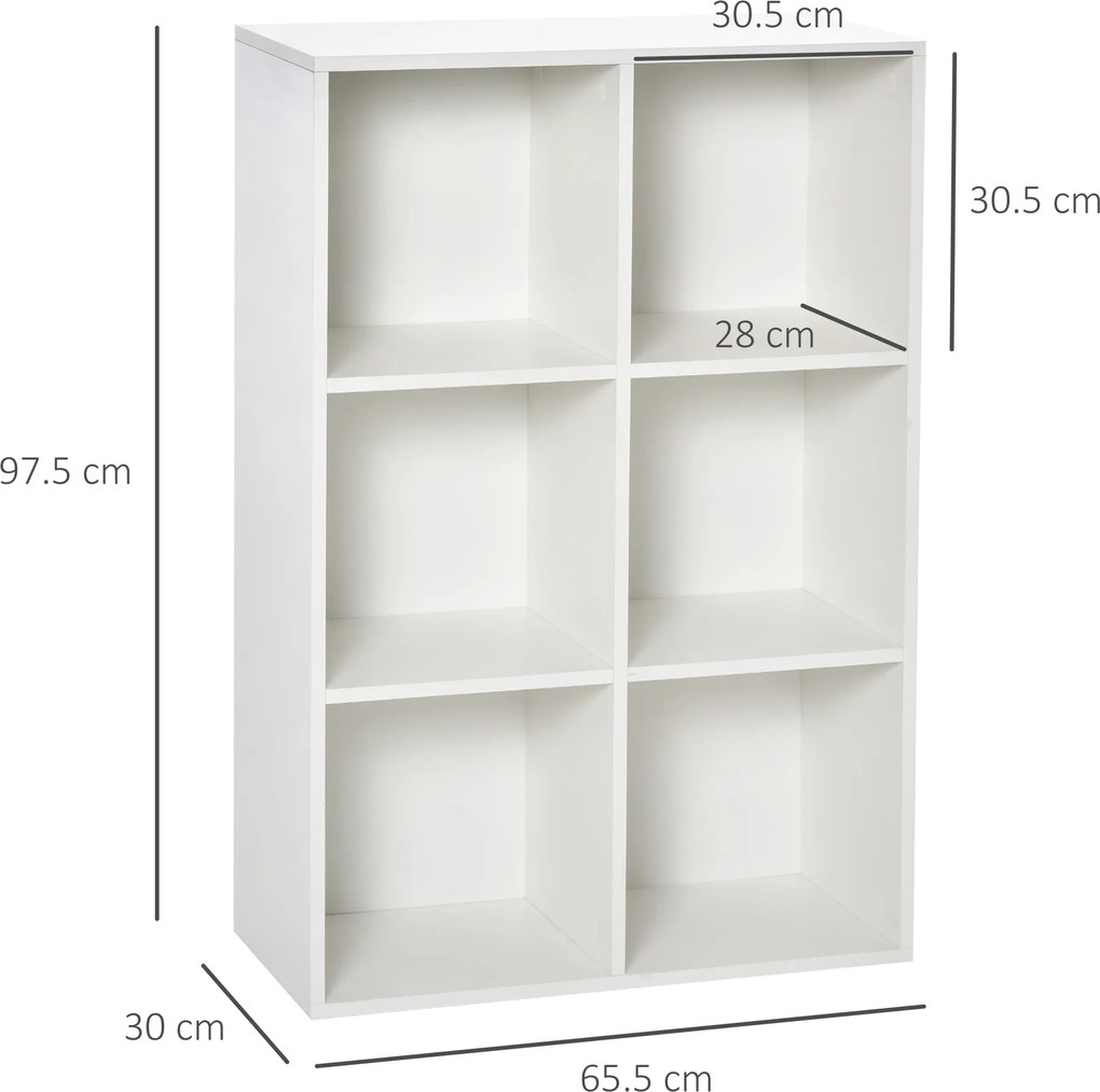 HOMCOM Mobile Libreria a 6 Cubi Moderno a Parete in Legno Bianco | Aosom Romania