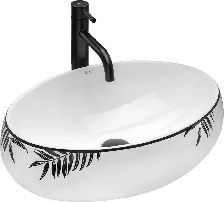 Lavoar pe blat Rea Shila alb oval 49 cm