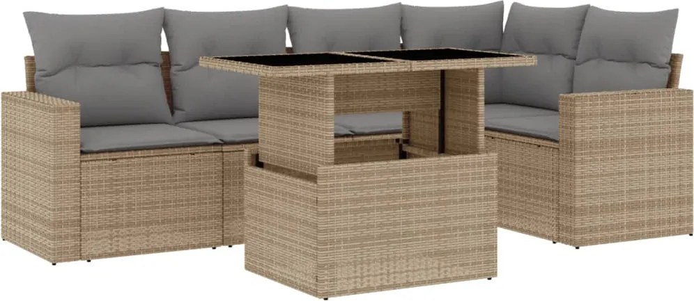 vidaXL Set canapele de grădină cu perne, 6 piese, bej, poliratan
