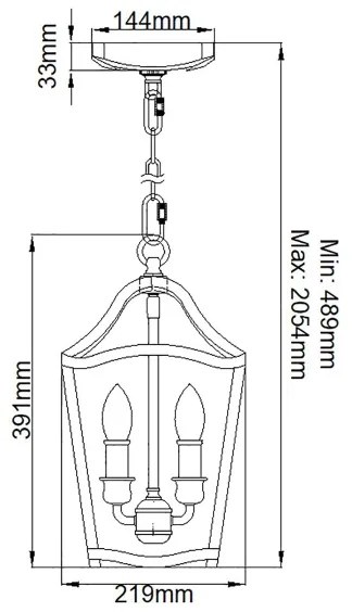 Lustră pe lanț Feiss FE-YARMOUTH-3P YARMOUTH 3xE14/60W/230V