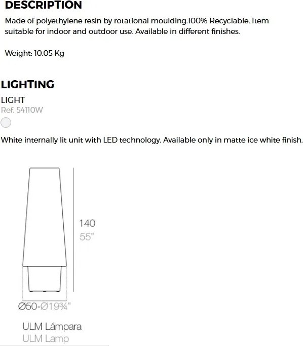 CORP DE ILUMINAT LED DECORATIV ULM LAMP VONDOM