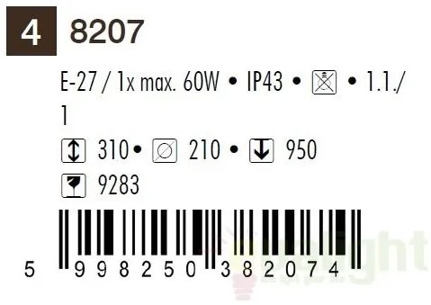 Pendul pentru exterior, inaltime reglabila, IP43, alb Velence 8207 RX