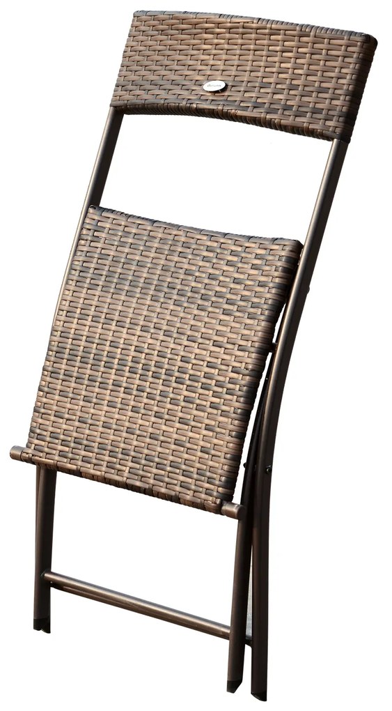 Set Mobilier Pe Rattan cu Masa de Pranz 120×70×71cm si 6 Scaune Pliabile de Gradina 61×46×84cm, Maro Outsunny | Aosom Romania