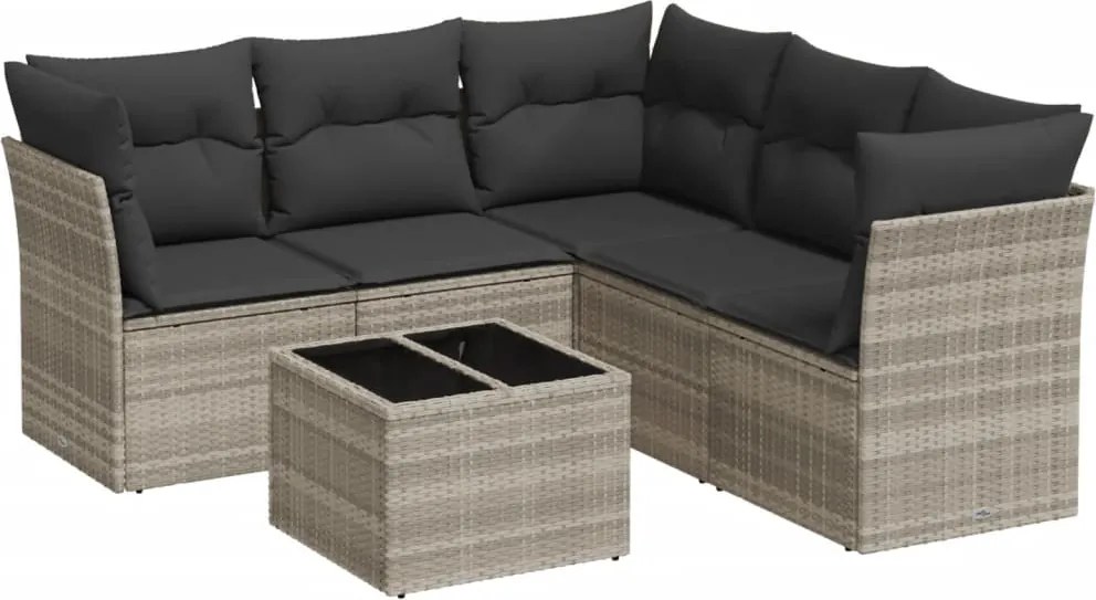 vidaXL Set canapele de grădină cu perne, 6 piese gri deschis poliratan