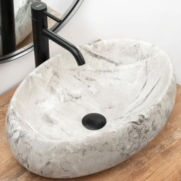 REA-U1020 - Lavoar pentru blat LINDA 34 x 48,5 cm, ceramică/imitație de piatră